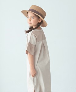 【プレミアムコットン100】【ママとおそろい】袖フリル半袖Tシャツワンピース