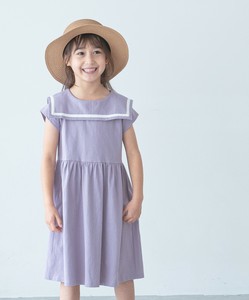 【プレミアムコットン100】フレンチスリーブセーラーカラーワンピース