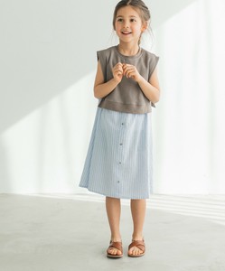 【ふんわりワッフル】シャツレイヤード風ノースリーブワンピース