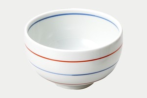 砥部焼千山窯　丸碗（青赤線）【日本製 砥部焼 陶器】