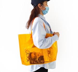 ショッピングバッグ トートバック カバン 鞄 透明 PVC オレンジ ユニセックス