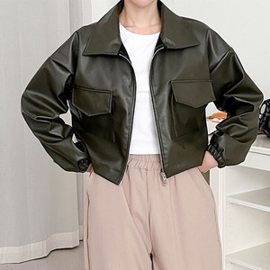 Jacket Faux Leather Pocket Outerwear
