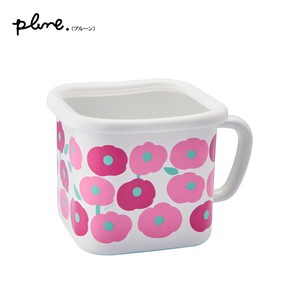 Enamel Storage Jar/Bag Pink IH Compatible Flowers Square
