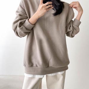 T-shirt Brushing Fabric Plain Color Long Sleeves T-Shirt Tops