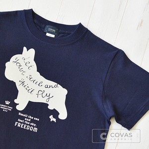 T-shirt Navy T-Shirt Printed Unisex Dog Short-Sleeve