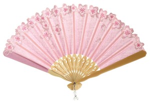 刺繍扇子 桜刺繍 ピンク