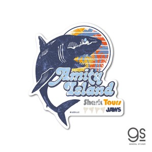 ジョーズ ダイカットステッカー Amity Island 映画 シリーズ サメ ユニバーサル JWS-013