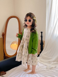 韓国スタイル　緑のセーターカーディガン　or　ワンピース ベビー　新生児　キッズ　子供服