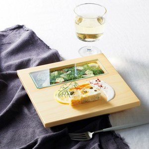 桧・硝子窓付料理皿　【正角(大)/正角(中)/長角】
