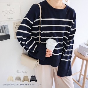 Sweater/Knitwear Knitted Long Sleeves Tops Border