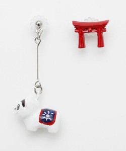 【日本製】【カヤ】狛犬と鳥居ピアス ○3D展 和アクセサリー