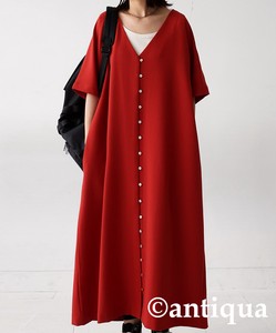 Antiqua Casual Dress Long Buttons One-piece Dress Ladies'
