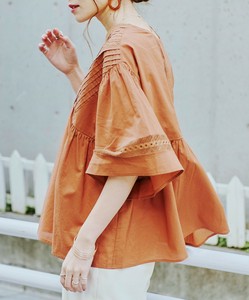 Button-Up Shirt/Blouse V-Neck Cambric Cotton