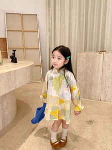 韓国スタイル　長袖シャツスカート　ワンピース　 ベビー　新生児　キッズ　子供服