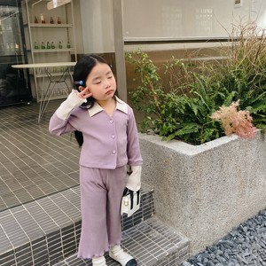 韓国スタイル　カジュアルスーツ　キャンディーカラー　シャツワイドレッグパンツ　セット　キッズ　子供服