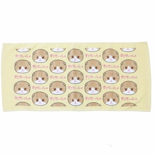 【フェイスタオル】にゃんにゃんにゃーるど プリントロングタオル すこてぃっしゅ ねこ