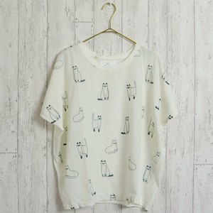 Button Shirt/Blouse Pullover Cat French Sleeve