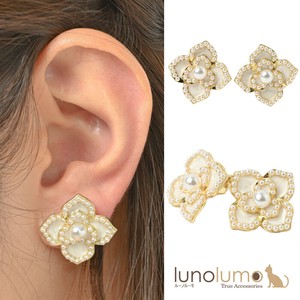 Clip-On Earrings Pearl Earrings Flower White Presents Ladies'