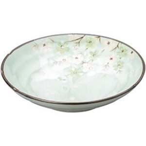 秋桜グリーン 三ツ輪7.5めん皿　陶器 和食器 日本製 美濃焼 プレート
