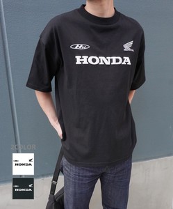 HONDA発泡プリント、刺繍ライセンスユニセックスボディ半袖Tシャツカットソー