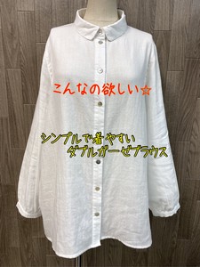 Button Shirt/Blouse Double Gauze Simple
