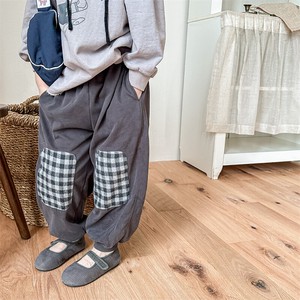 韓国スタイル　膝 チェック パッチ パンツ 　 ベビー　新生児　キッズ　子供服