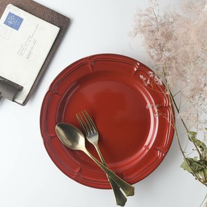 美浓烧 大餐盘/中餐盘 经典 西式餐具 红色 23.5cm 日本制造