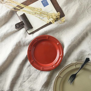 Mino ware Main Plate Red Vintage Western Tableware 16cm Made in Japan