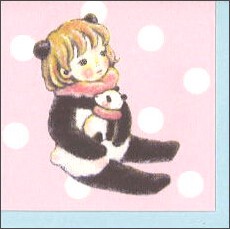 ミニグリーティングカード 多目的 trunk:chiyo「パンダの着ぐるみの女の子」  2023新作