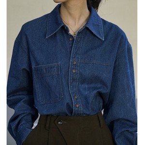 Button Shirt/Blouse Long Sleeves Denim Ladies' NEW