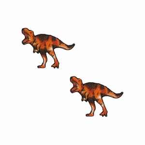 【ワッペン】刺繍風プリントミニワッペン 2枚セット ティラノサウルス 恐竜 お気に入りシリーズ