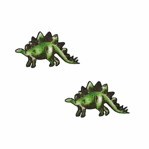 【ワッペン】刺繍風プリントミニワッペン 2枚セット ステゴサウルス 恐竜 お気に入りシリーズ