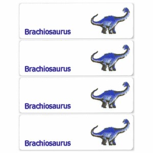 【お名前シール】シール＆アイロン接着ネームラベル 4枚セット ブラキオサウルス 恐竜