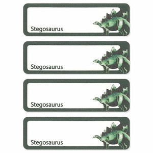 【お名前シール】シール＆アイロン両用ネームラベル 4枚セット ステゴサウルス 恐竜
