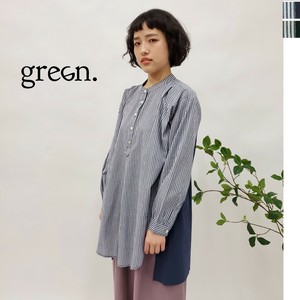 ストライプ切り替えチュニックシャツ