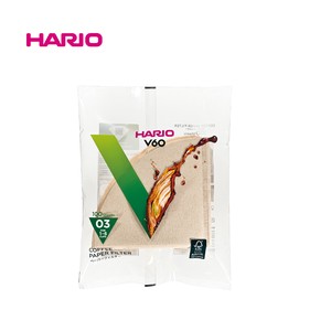 『HARIO』03用　V60ペーパーフィルター03M 100枚袋入り VCF-03-100M-23+  (ハリオ）