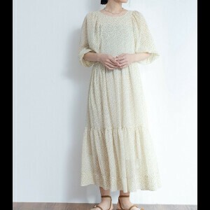 Casual Dress Back Ribbon Dress Switching