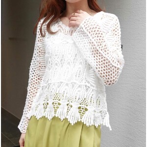 Sweater/Knitwear Crochet Transparency Tops Summer Casual Spring