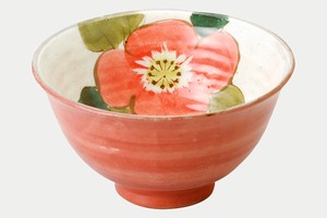 色釉赤花　飯碗　【陶器 瀬戸焼  おしゃれ】