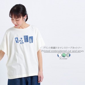 T-shirt Dolman Sleeve Printed Cut-and-sew