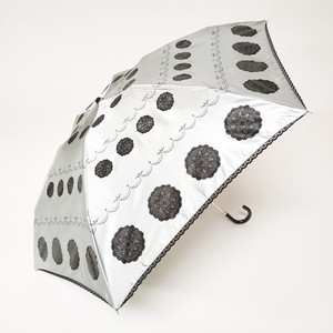 婦人折りたたみ傘　サテンレースモチーフ柄プリント　雨晴兼用傘