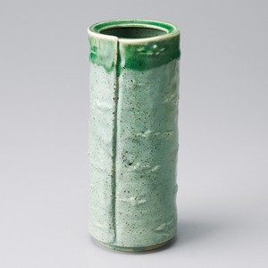 合わせ緑釉花瓶  陶器 フラワーベース 日本製