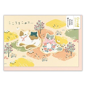 カード　Creald　多目的　猫と花【日本製】