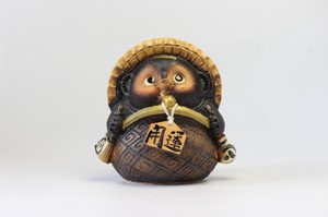 ガマグチ狸（茶） 5号 信楽焼 日本製 made in Japan
