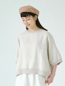 リブプルオーバーブラウス　綿麻ポプリン　5色展開　M L LL 3L  《大きいサイズ》●6月再入荷●