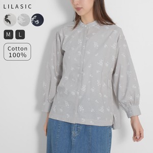 Button Shirt/Blouse Long Sleeves Floral Pattern Band Collar Ladies'
