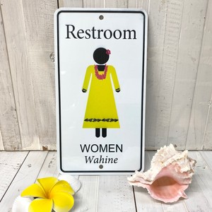 アルミメッセージプレート　Restroom/Wahine
