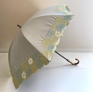 一級遮光　晴雨兼用　スライドショート傘　みかん柄