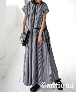 Antiqua Casual Dress Stripe One-piece Dress Ladies' Drawstring
