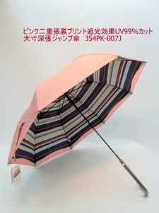 2023春夏新作）晴雨兼用・長傘　二重張裏プリント遮光効果UV99%カット大寸深張ジャンプ傘